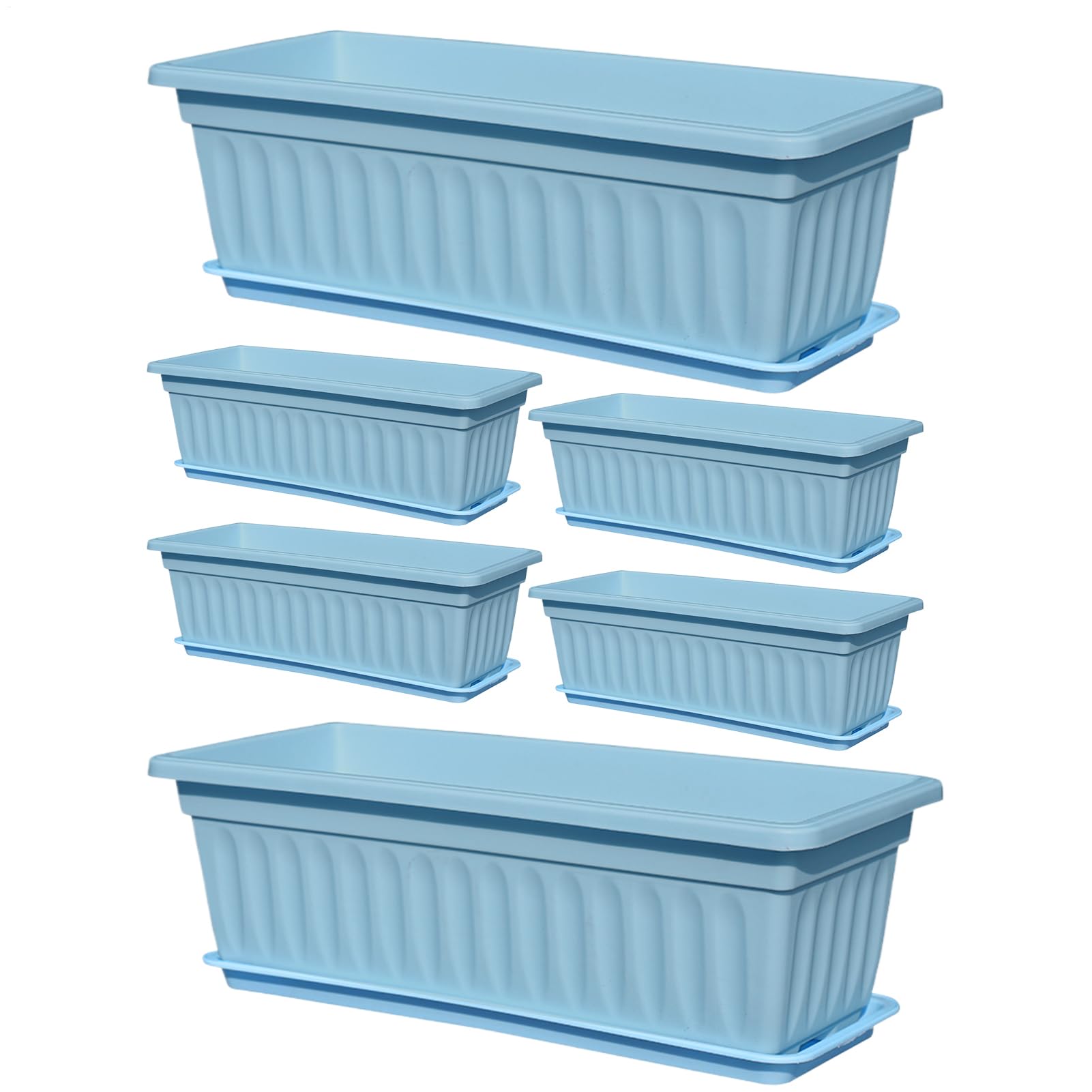 Jardinières de fenêtre lot de 6 pots extérieurs anti-UV avec drainage pour légumes de cuisine