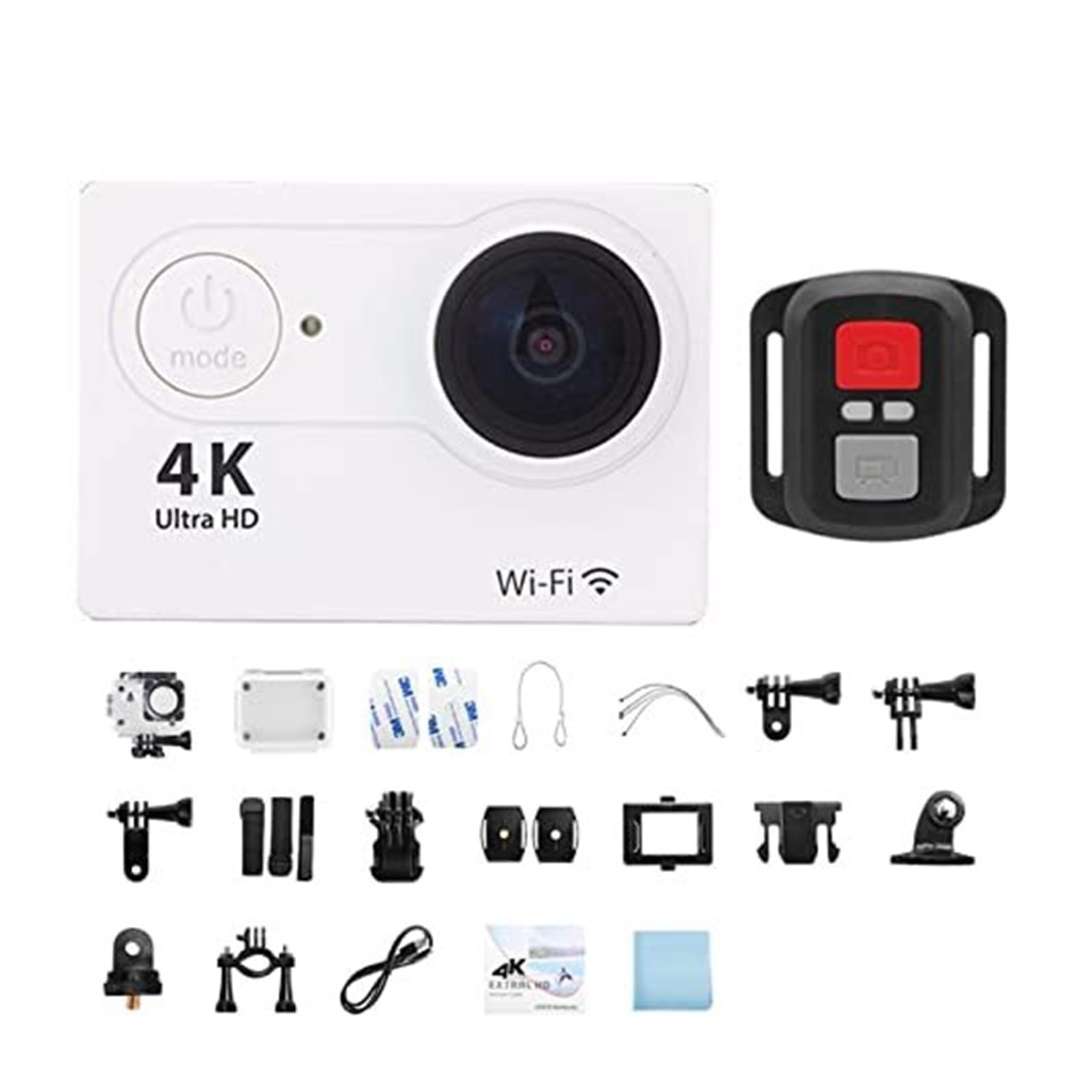 Kamera Akcji 4K Ultra HD Z Wodoodporną Konstrukcją, Szerokim Kątem 170° I Ekranem 2,0 Cala(32G Card; Slivery)