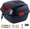 LIVRER 28L Motorcycle Tour Tail Box Trunk Luggage Top Lock Storage Carrier Case Waterproof Universal Scooter Helmet Luggage Storage Plastic Top Case with Mounting Hardware Can Store Helmet,Black