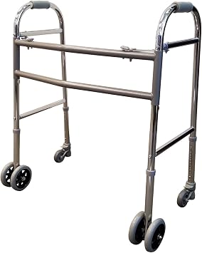 Bariatric Dual Release Walker Heavy Duty 700 lb Capacity, Foldable Design, Rust-Resistant Aluminum Frame, Adjustable Height, Smooth-Gliding Wheels for Easy Mobility