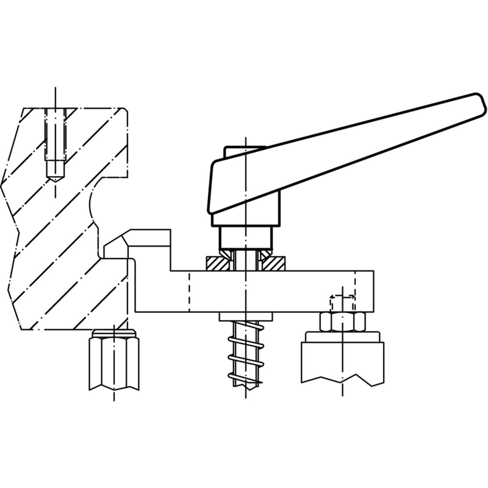 HALDER 24400.0651 Adjustable Clamping levers, Orange, d1=30 mm / d2=M16 / l1=40 mm - Image 3