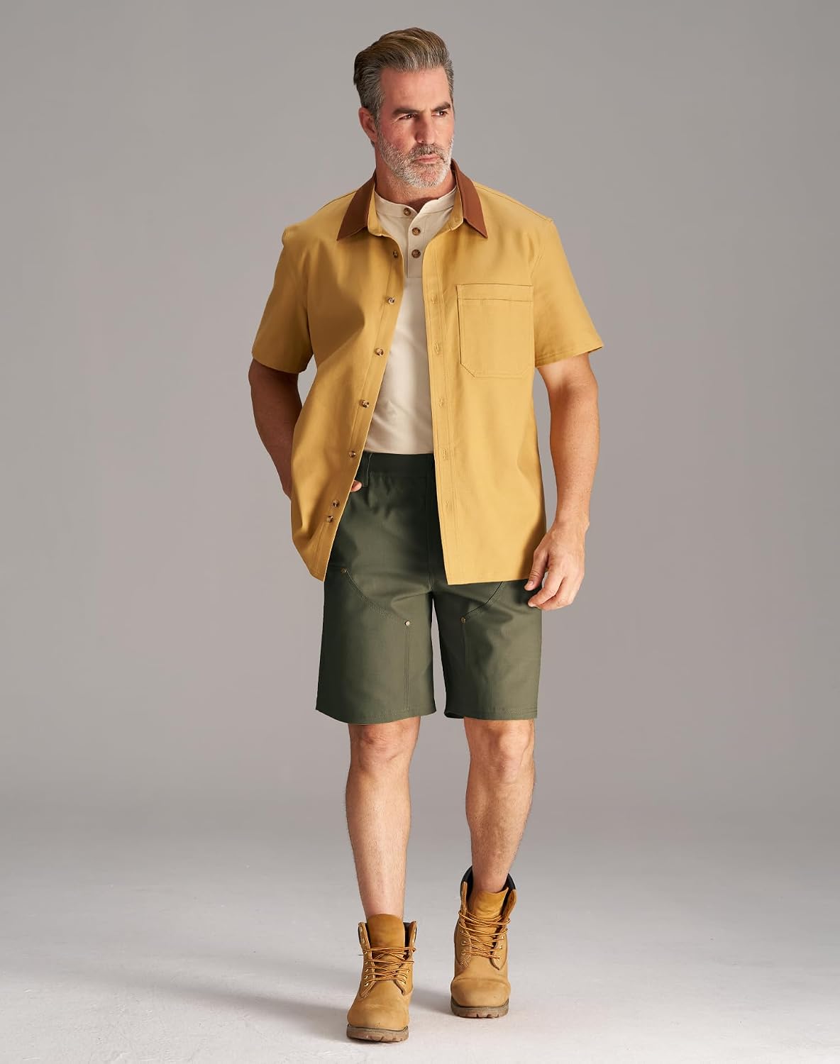 CHRONOLINE Men's Stretch Canvas Work Shorts Utility Regular Fit Carpenter