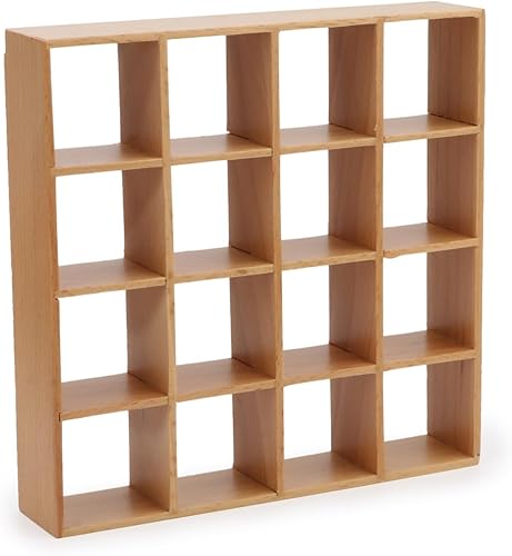 Miniatura 1 de Estante de almacenamiento de madera para muebles en miniatura, 16 estantes de rejilla, accesorios para casa de muñecas 112, estante de exhibición,