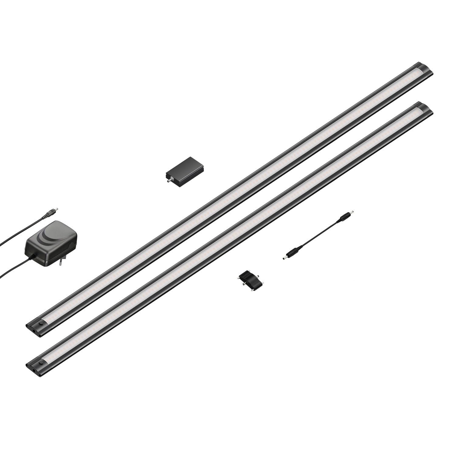 ledscom.de Smarte LED Unterbau-Leuchte SIRIS schwarz matt, WLAN-Controller flach, Smart-Home, Alexa-fähig je 90cm, je 963lm, warmweiß, 2er Set