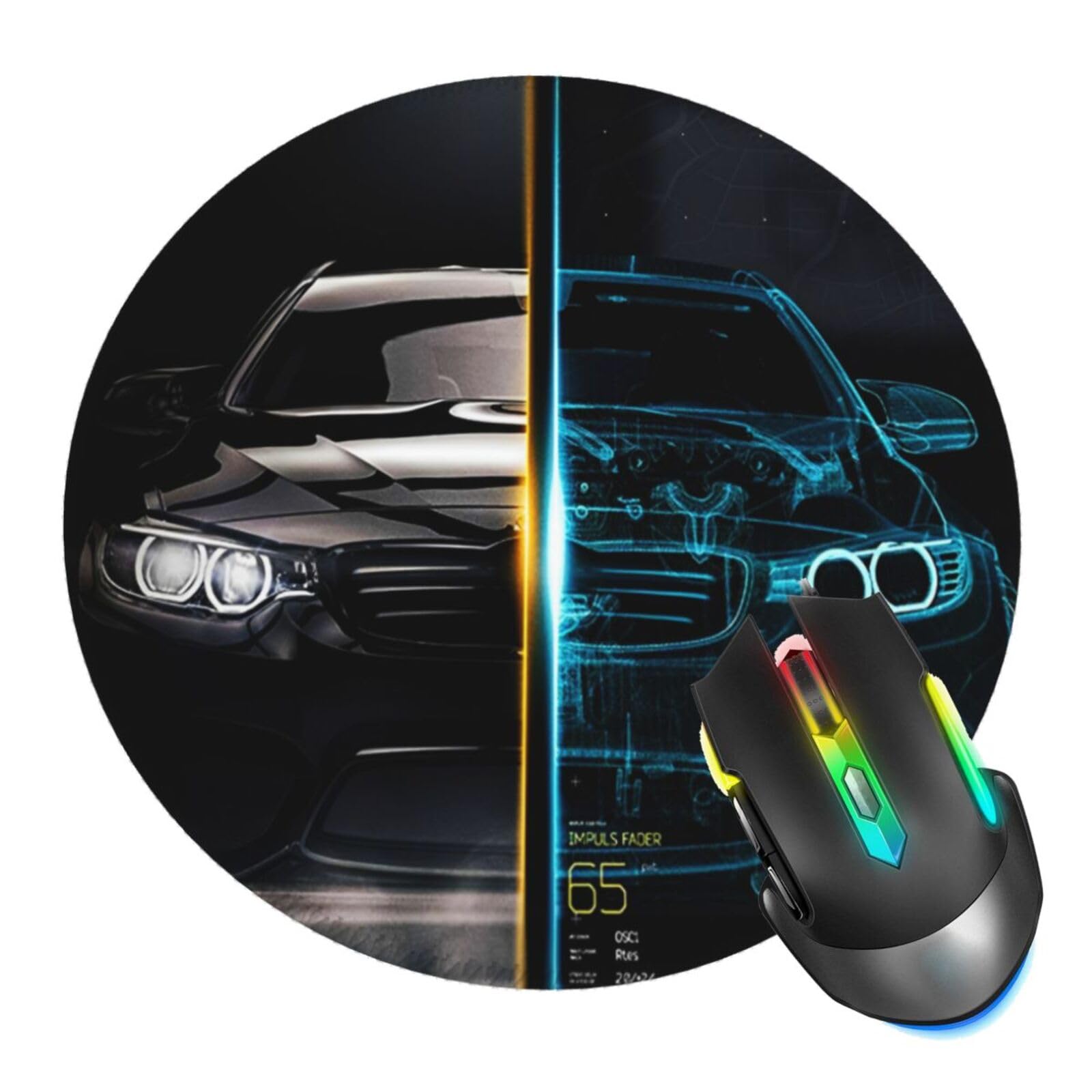 Car Mouse Pad, Car Design Drawing Mouse Pads for Desk, Stitched Edge Mousepad with Non-Slip Rubber Base, Gaming Mouse Mat for Computer Laptop Home Office