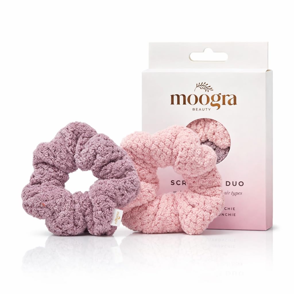 Microfiber Hair Scrunchies for Women & Girls, 2 Pack - Soft & Gentle Hair Ties for Long & Thick Hair, Gentle Hold Ponytail Scrunchies, Hair Accessories (Blush & Mauve) Blush Pink / Mauve