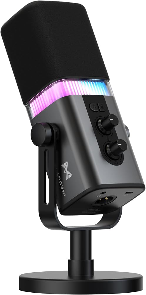 MAILANGSHI Micrófono dinámico de 192 kHz/32 bits para PC, micrófono para juegos USB/XLR | SNR de 95 dB, monitoreo en tiempo real, Touch Mute y RGB; Micrófono de transmisión para podcasters, jugadores y creadores de contenido