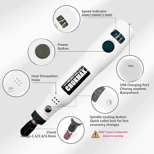 Miniatura 2 de Herramienta rotativa inalámbrica, kit de herramientas múltiples rotativas de iones de litio de 3.7 V con velocidad variable, kit de accesorios de 40