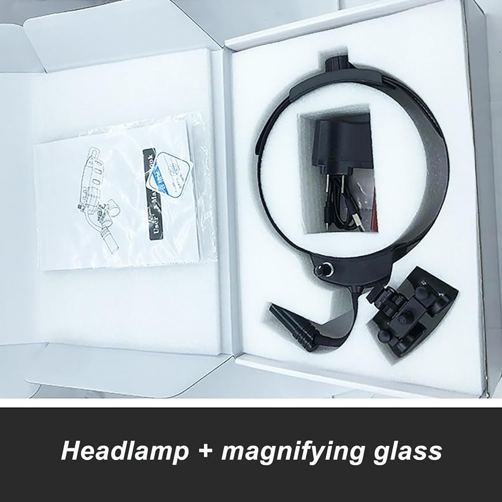 Fernglaslupe 3,5x420mm mit LED-Lupenbrille mit Licht, tragbare Brille, Stirnlampe, Laborausrüstung für verstellbaren Winkel,