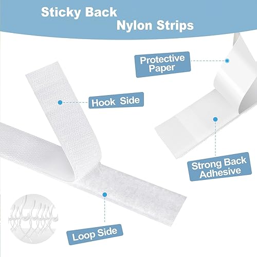 Miniatura 4 de Tiras con adhesivo resistente, 26.5 pies x 1.2 pulgadas, cinta de gancho y bucle, rollo adhesivo de nailon con cierre trasero, fuerza industrial