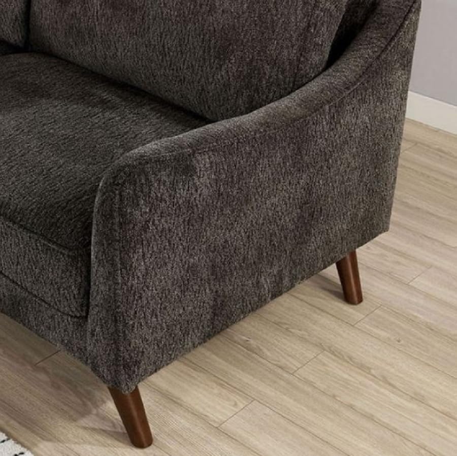 Mirandela Dark Gray 2-Piece Mid-Century Modern Sofa Set in Chenille