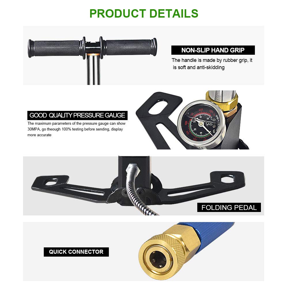 DASKOO 4500psi/30MPa Handpumpe Tragbare PCP Luftpumpe für PCP Luftgewehrboot Reifenbal