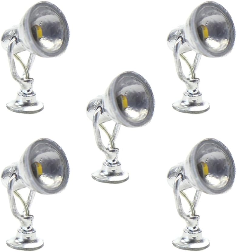 LYM20 5pcs Model Railway Train Lamp Post 1.5cm 0.59inch Flood Lights HO OO TT Scale LEDs New