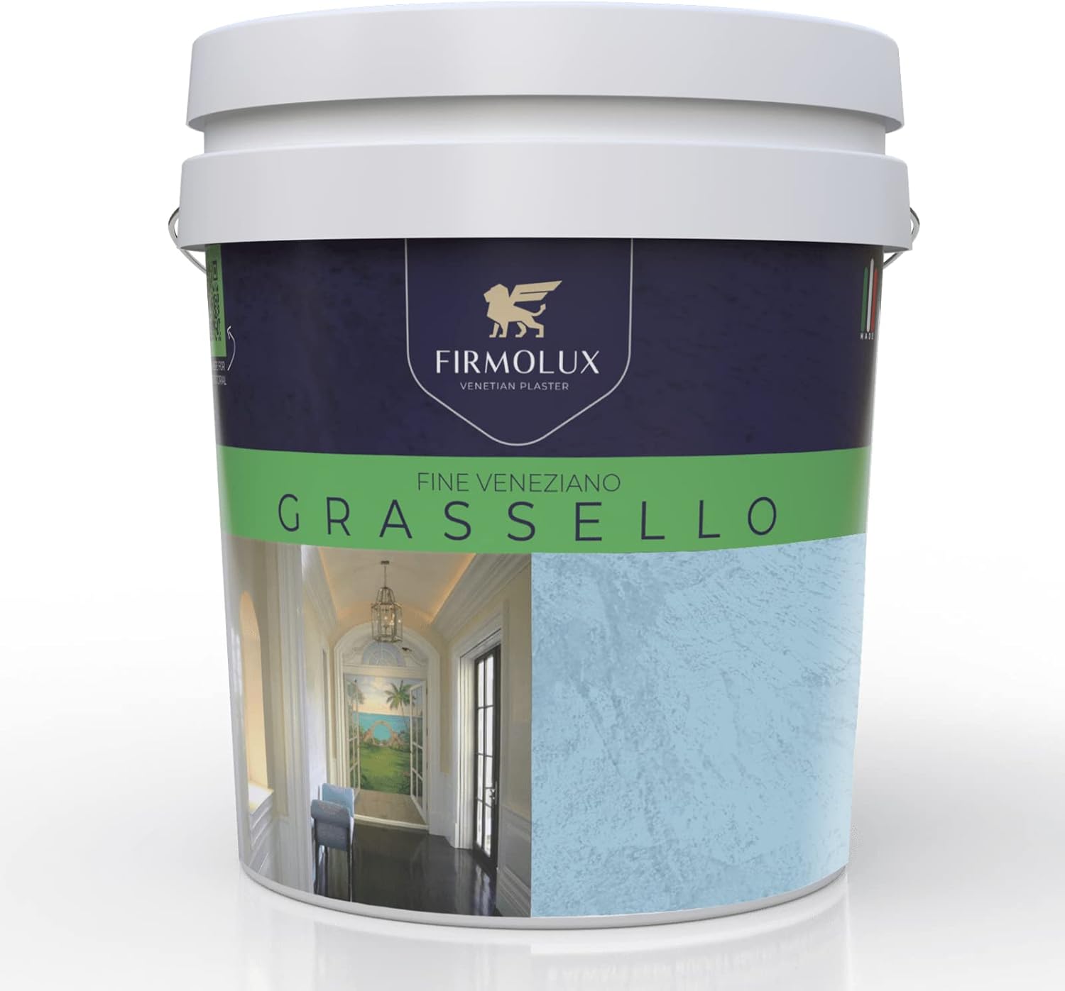 Grassello Authentic Venetian Plaster | Shiny Polished Plaster | Made in Italy from Lime & Marble | Blue Tones (11) | Color: SW6507 Resolute Blue