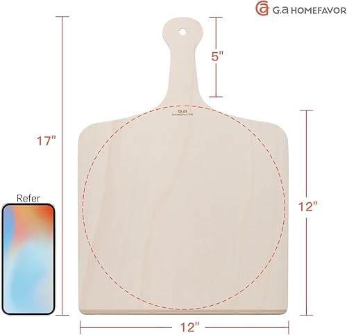 Miniatura 2 de G.a HOMEFAVOR Pelar de pizza Juego de 3 - 12 x 16 pulgadas - Paleta de madera para pizza con mango de madera - para hornear pizzas caseras