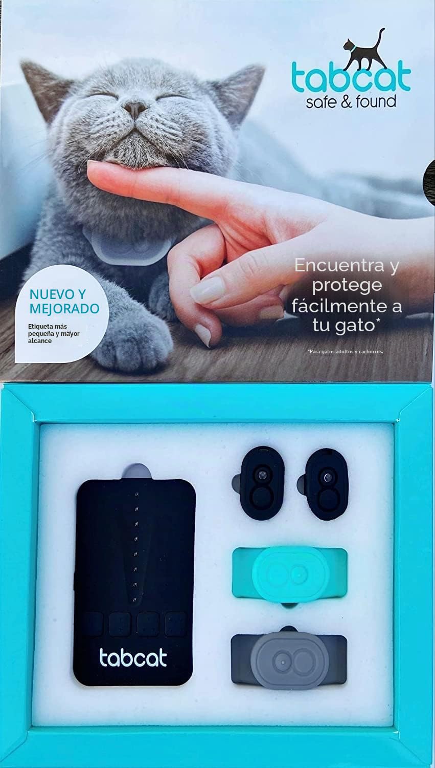 Tabcat Cat Tracker V2 - Dispositivo inalámbrico de seguimiento de collar de mascotas para gatitos, más preciso que el GPS, color negro