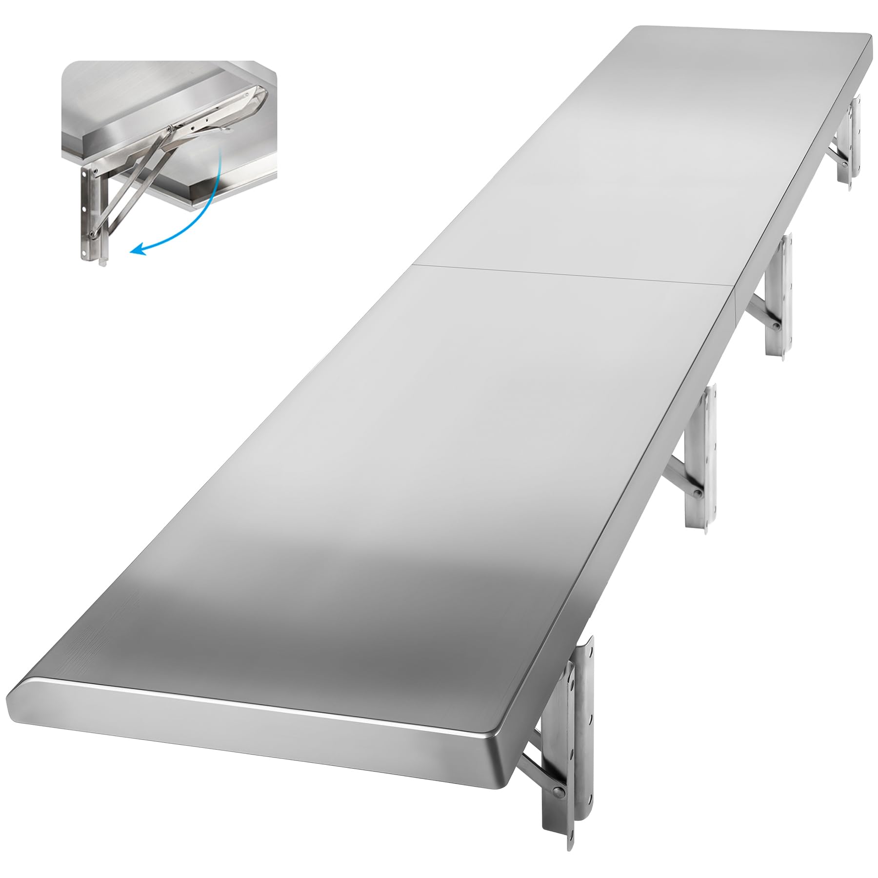 Folding Concession Stand Shelf 18" x 72" Spliced Style for Kitchen