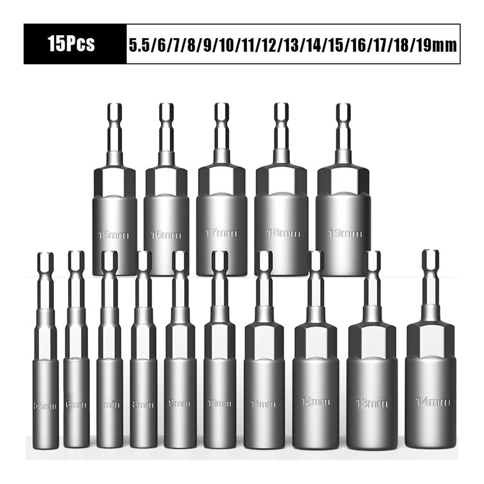 10/15 szt. długość pogłębiony adapter gniazda udarowego 5,5-19 mm zestaw nasadek wkrętakowych 1/4 cala śrubokręt głowica klucza zestaw narzędzi ręcznych