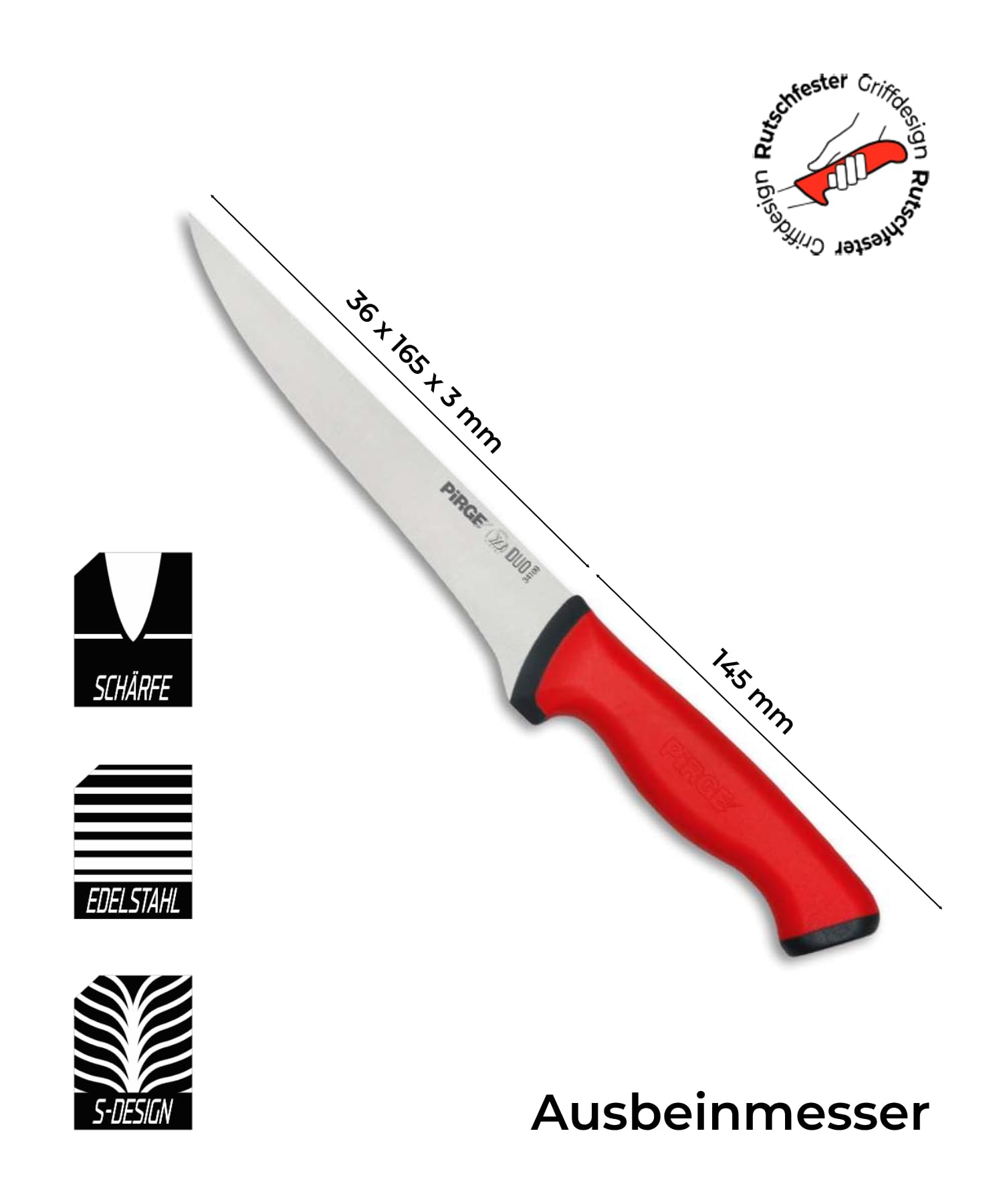 Pirge Duo Coltello da macellaio Mega Set 7 pezzi Coltelli da macellazione Manico antiscivolo - Coltello da carne - Coltello da infilzare - Coltello da disosso con affilatura eccellente -