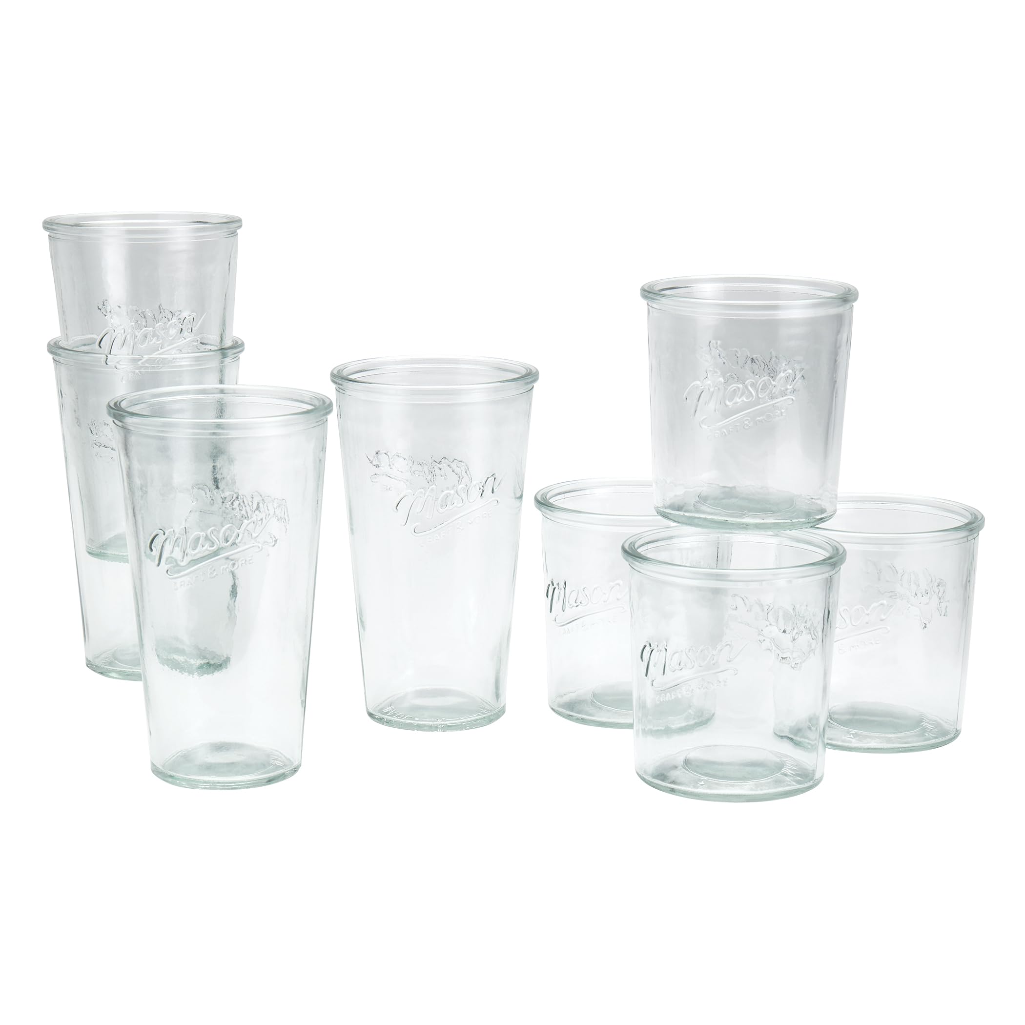 8-Piece Glass Drinkware Set for Mason Crafts - Tall & Short Tumblers