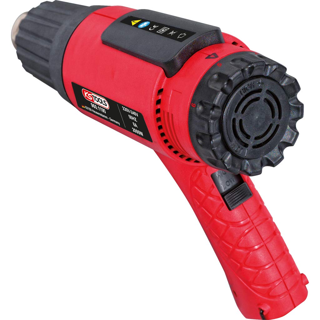 KS TOOLS Juego de pistola de aire y calor con 4 accesorios
