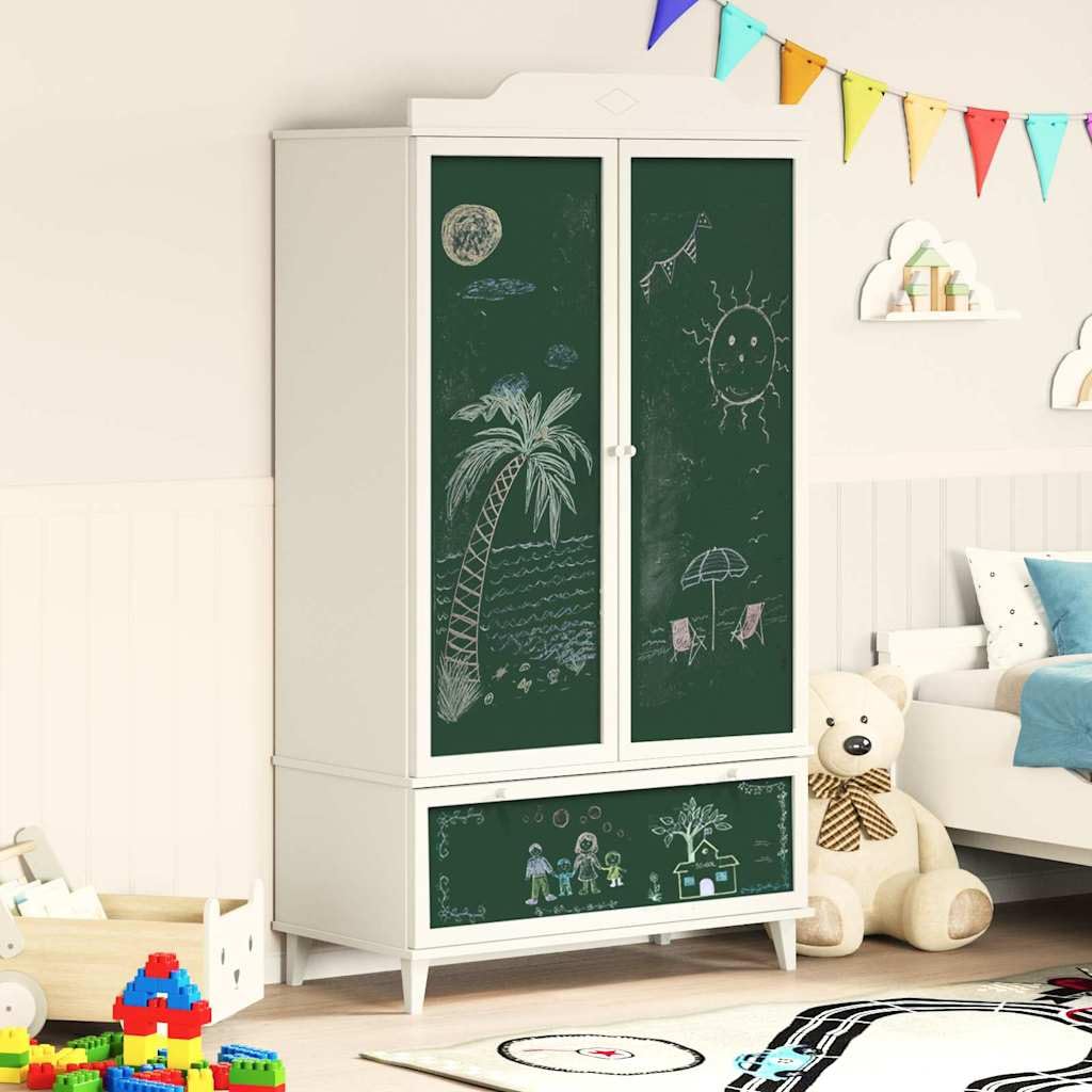Schrank mit Kreidetafel und Schublade ROROS Weiß 90 x 45 x 165 cm
