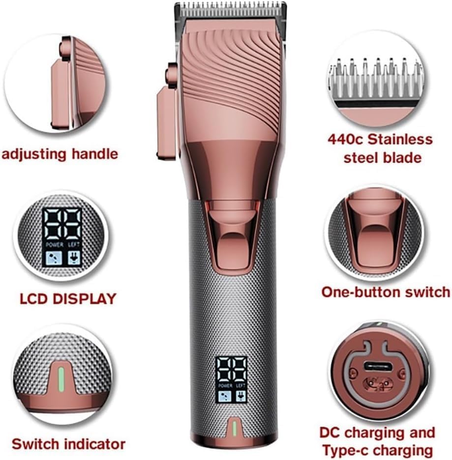 Hair Cutting Tool, Electric Rechargeable Hair Clipper for Men Trimmer Stainless Steel Barbershop Finishing Cutting Machine Cutter Oil Head 10W(Black)