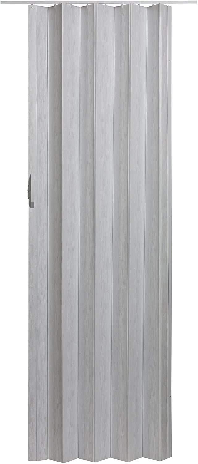 LTL Home Products Via 36 by 80 Inch Vinyl Panel Single Folding Accordion Door with Flexible Hinges for Home and Office Interiors, White Mist 36" x 80" White Mist
