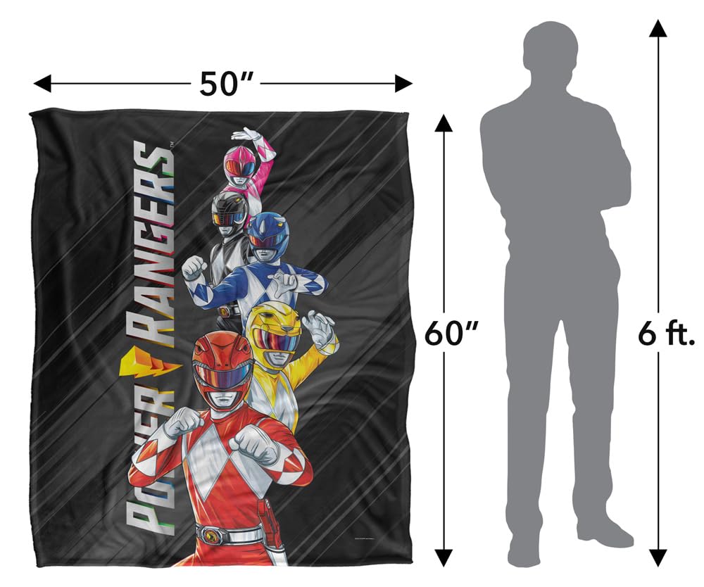 LOGOVISION Power Rangers Ranger Stack Coperta super morbida al tatto setoso – 152 x 127 cm