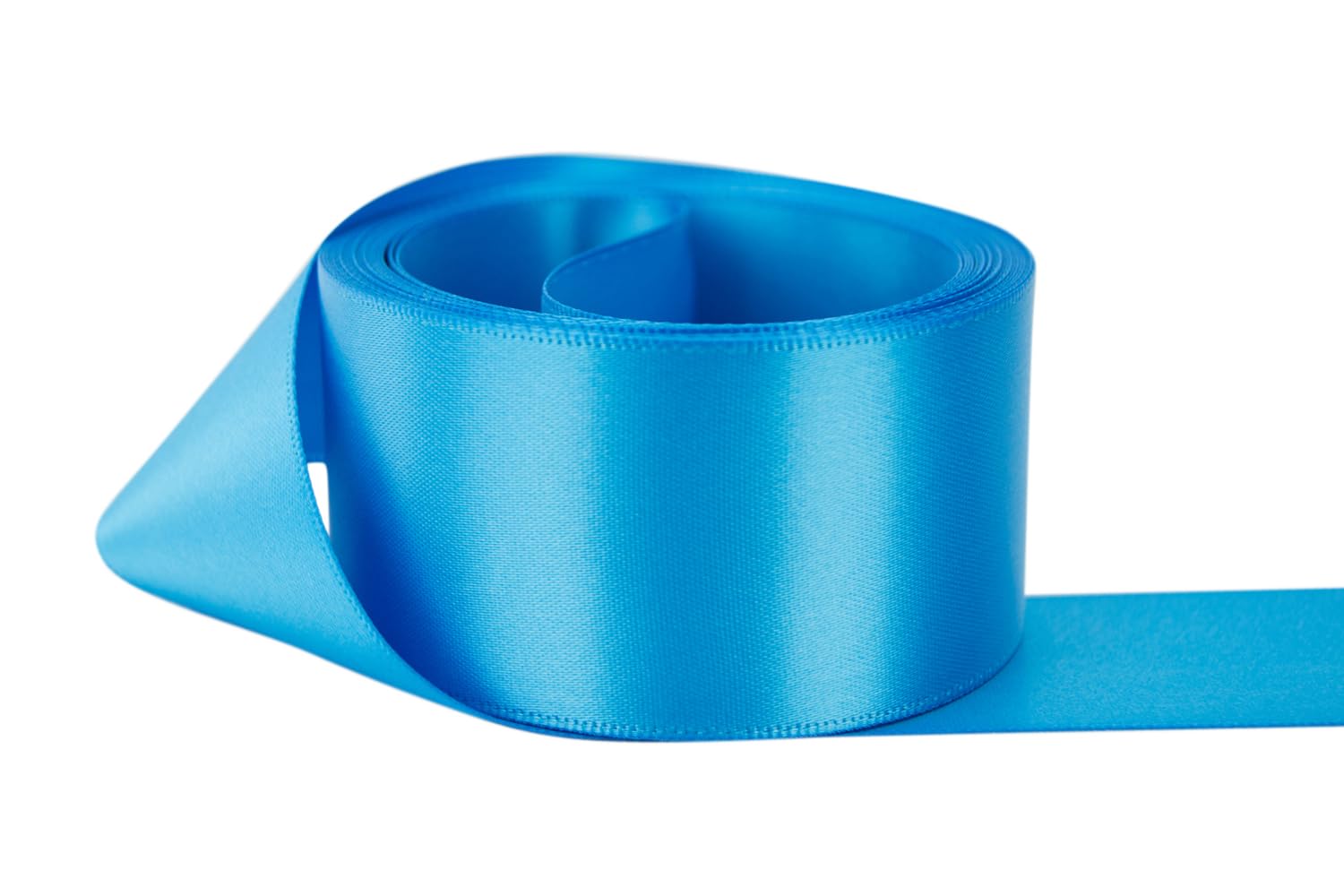 Ribbon Bazaar Double Faced Satin - Premium Gloss Finish - 100% Polyester Ribbon for Gift Wrapping, Crafts, Scrapbooking, Hair Bow, Decorating &amp; More - 1-1/2" Island Blue 50yd Spool
