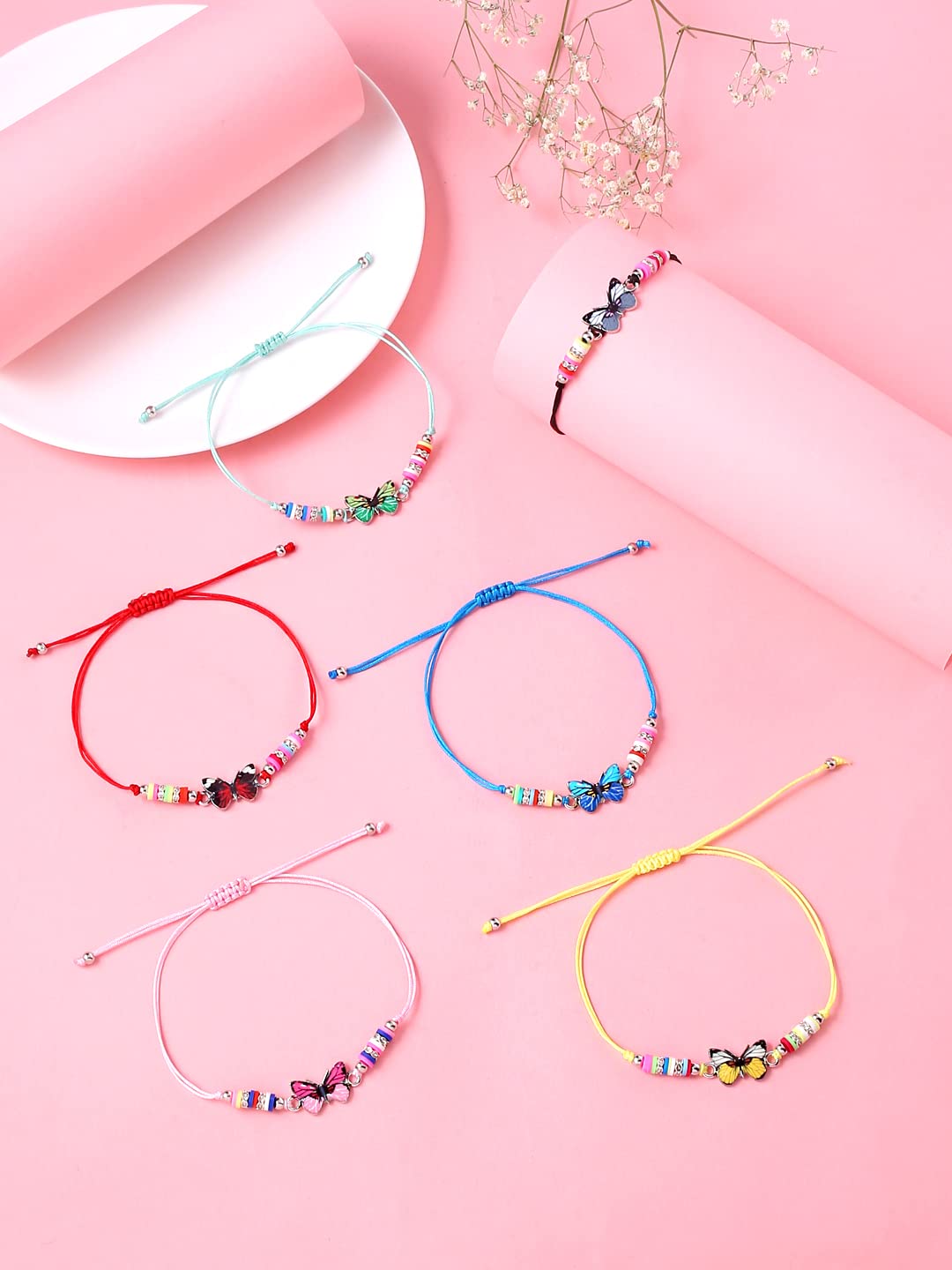 Melbees by Yellow Chimes Kids Jewelry 6 Pcs Kids Bracelets for Girls Birthday Party Return Gifts - Yellow Charm Bracelets with Butterfly, Cat, Flamingo, Unicorn, Owl Designs 1