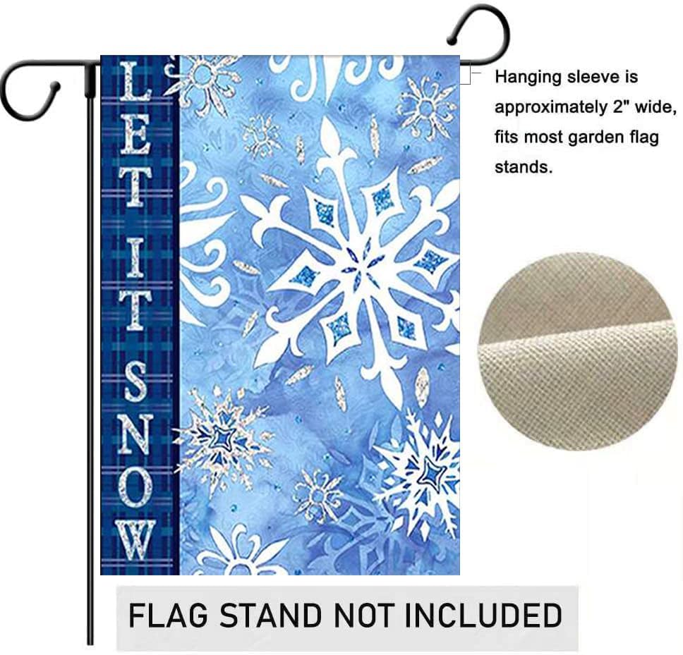 Let It Snow Snowflakes Garden Flag 12.5 x 18 Inch Winter Decorative Double Sided Burlap Small Flag Holiday Banners for Winter Xmas Farm House Yard Decoration - Image 3