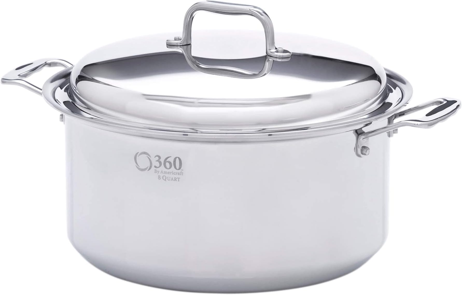 360 Stock Pot 8 Quart, Stainless Steel Cookware, Hand Crafted in the United States, Induction Cookware.