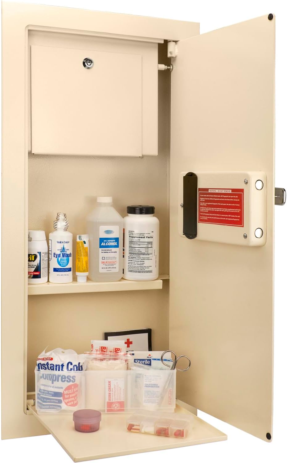 0.82 Cubic Ft Beige Biometric Wall Safe