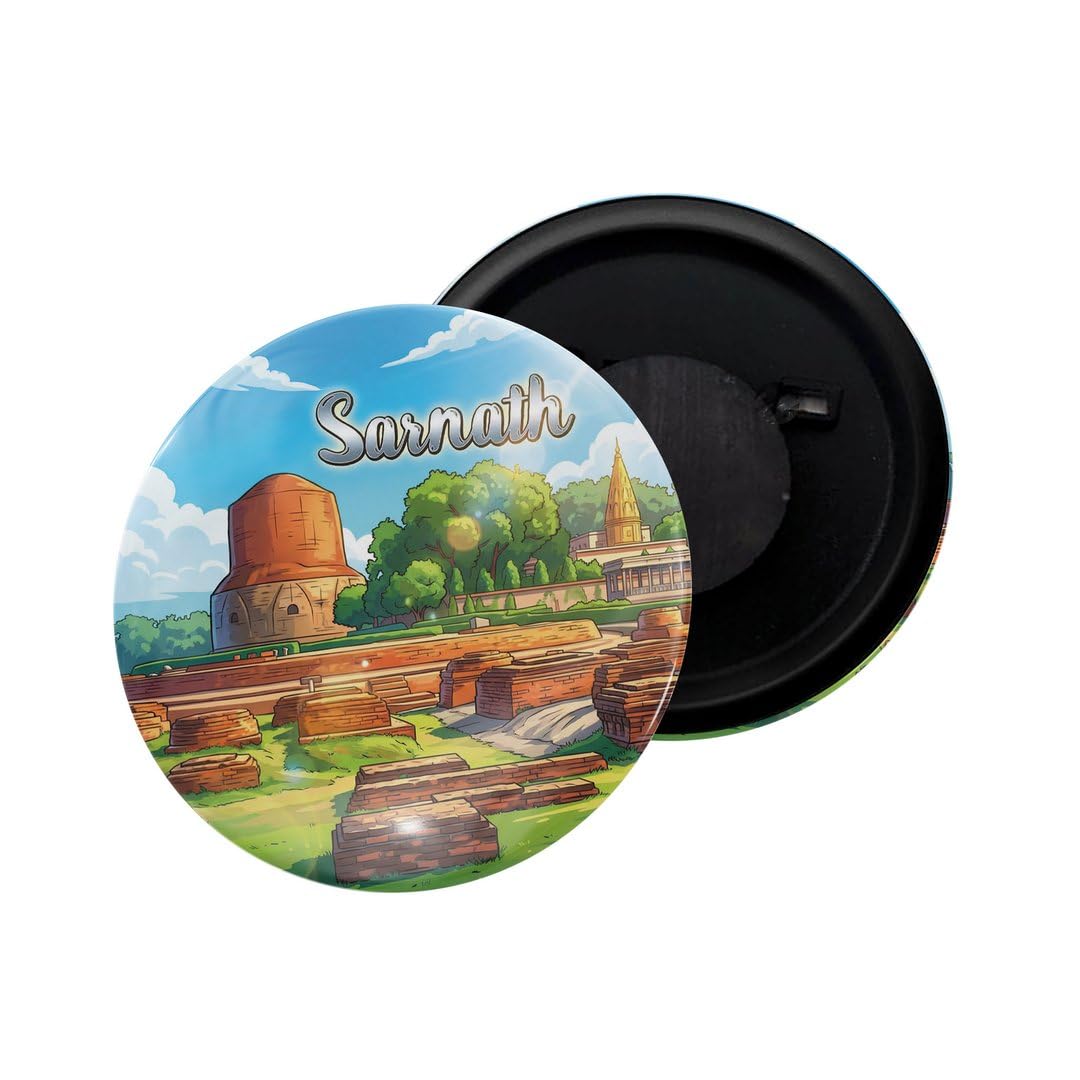dhcrafts Fridge Magnet Multicolor Sarnath Uttar Pradesh Glossy Finish Design Pack of 1 (58mm)-image-46