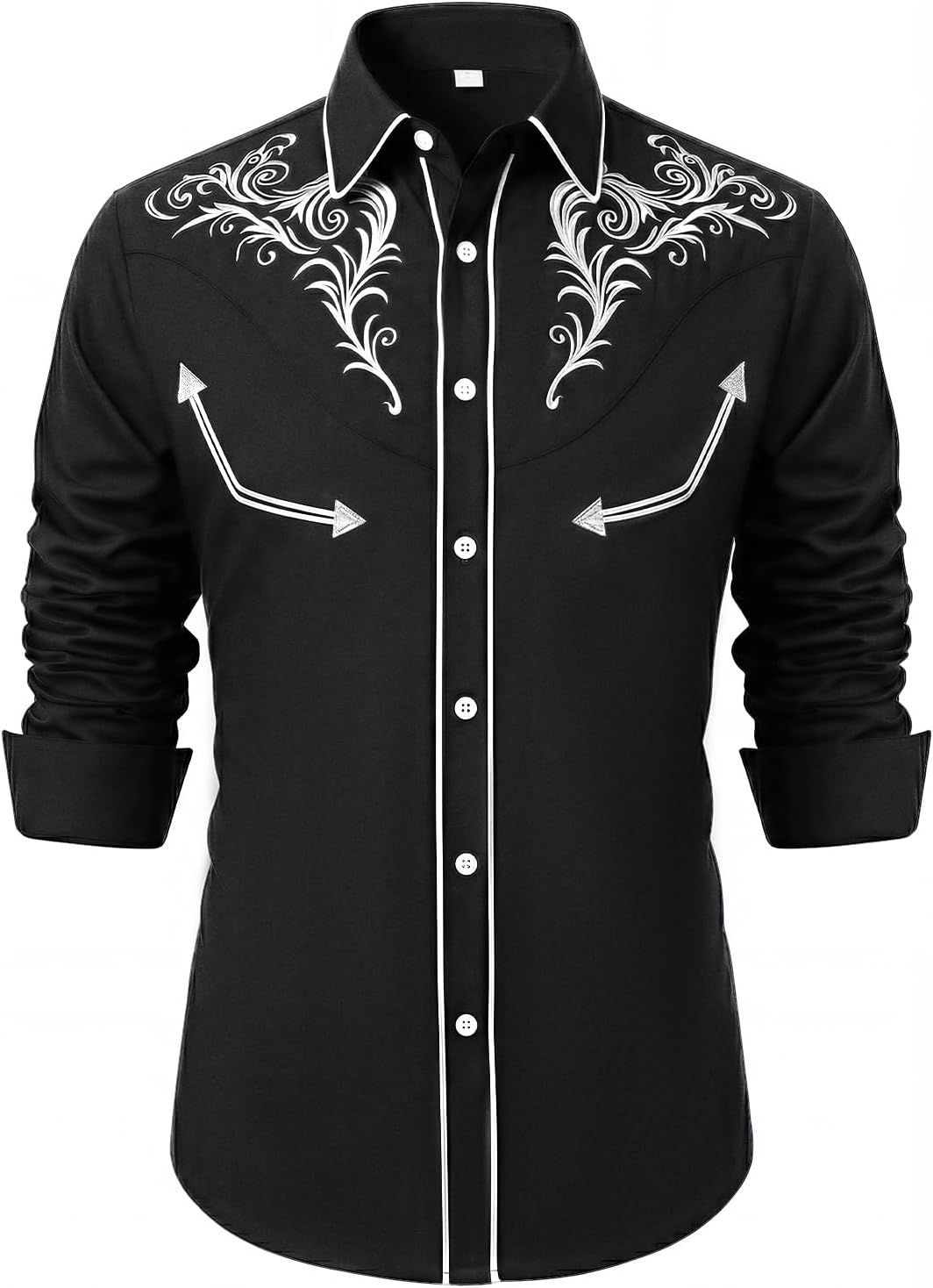 BELTROAD Western Cowboy Shirts for Men Long Sleeve Embroidered Country Button Down Casual Shirt Western Cowboy Shirt Gift