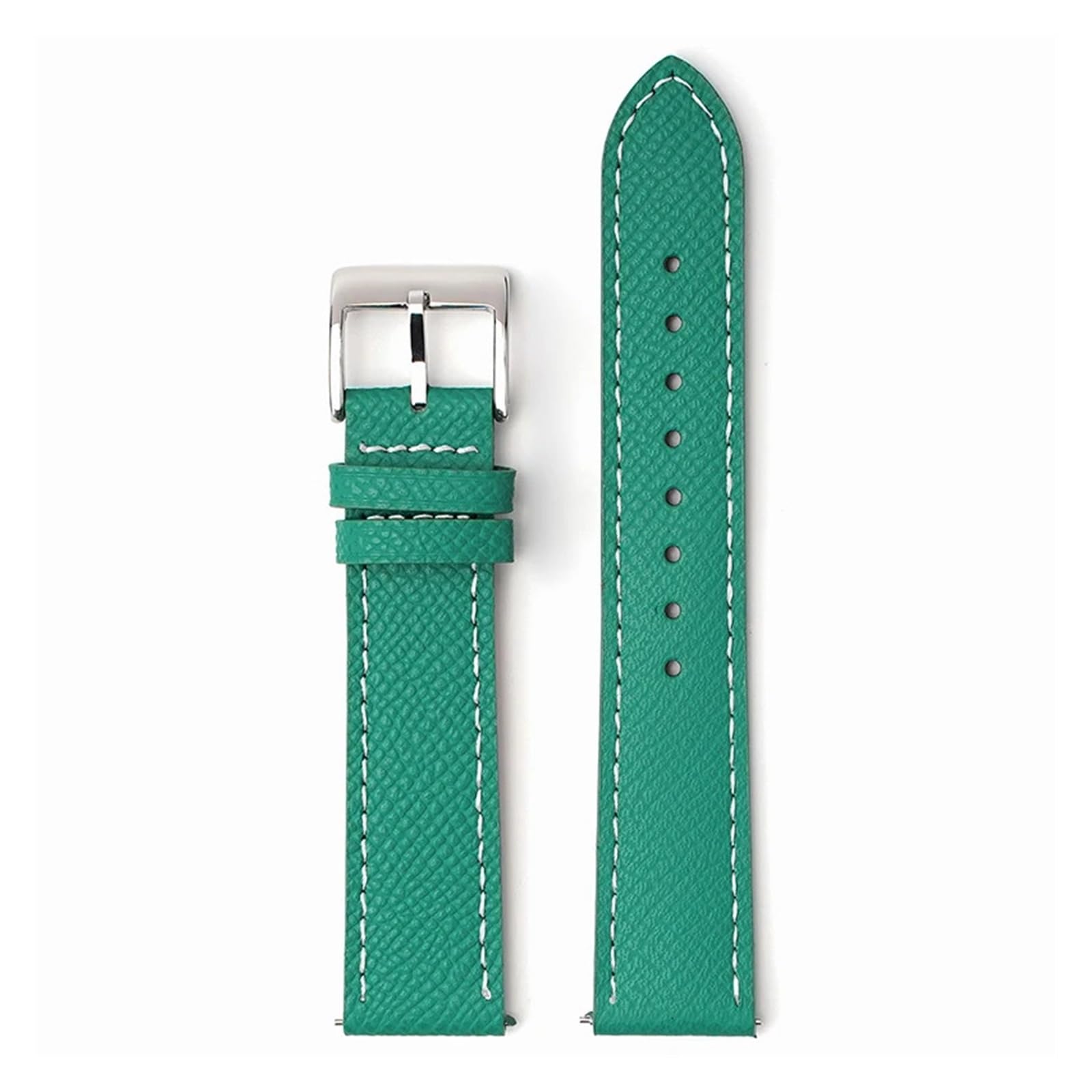 Uhrenarmband， Uhrenarmband aus Kalbsleder mit Schnellverschluss, handgefertigt, Palmenmuster, Armband(Green wh line,20mm)