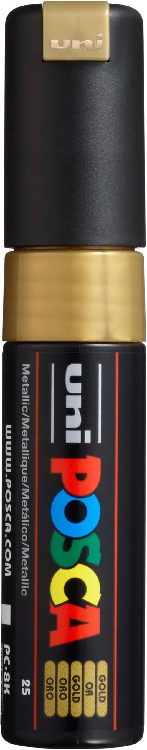uni-ball Mitsubishi Uni Posca 8 mm Chisel Tip Marker, Gold, Broad