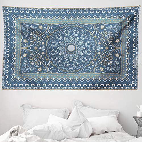 ABAKUHAUS Oriental Antique Tapisserie, Inspire Persan, Décoration Murale en Tissu pour la Chambre à Coucher Le Salon Le dortoir, 230 cm X 140 cm, Bleu Gris