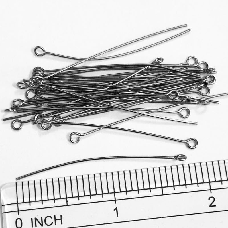 300 Gunmetal Plated Brass Eye Pin, 1.75 inch, 22 Gauge, Bulk Black Gunmetal eyepins