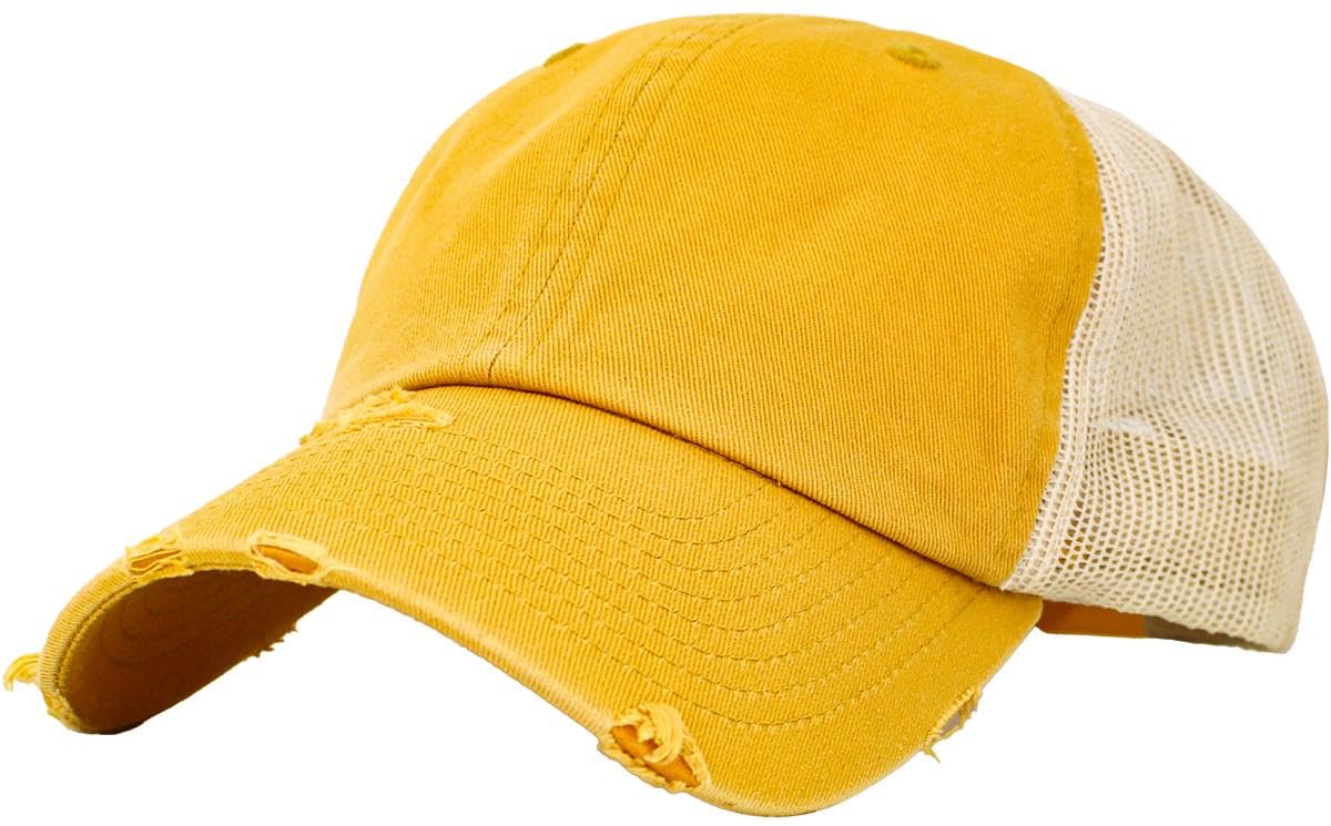 KBETHOS Vintage Washed Distressed Cotton Dad Hat Baseball Cap Adjustable Polo Trucker Unisex Style Headwear