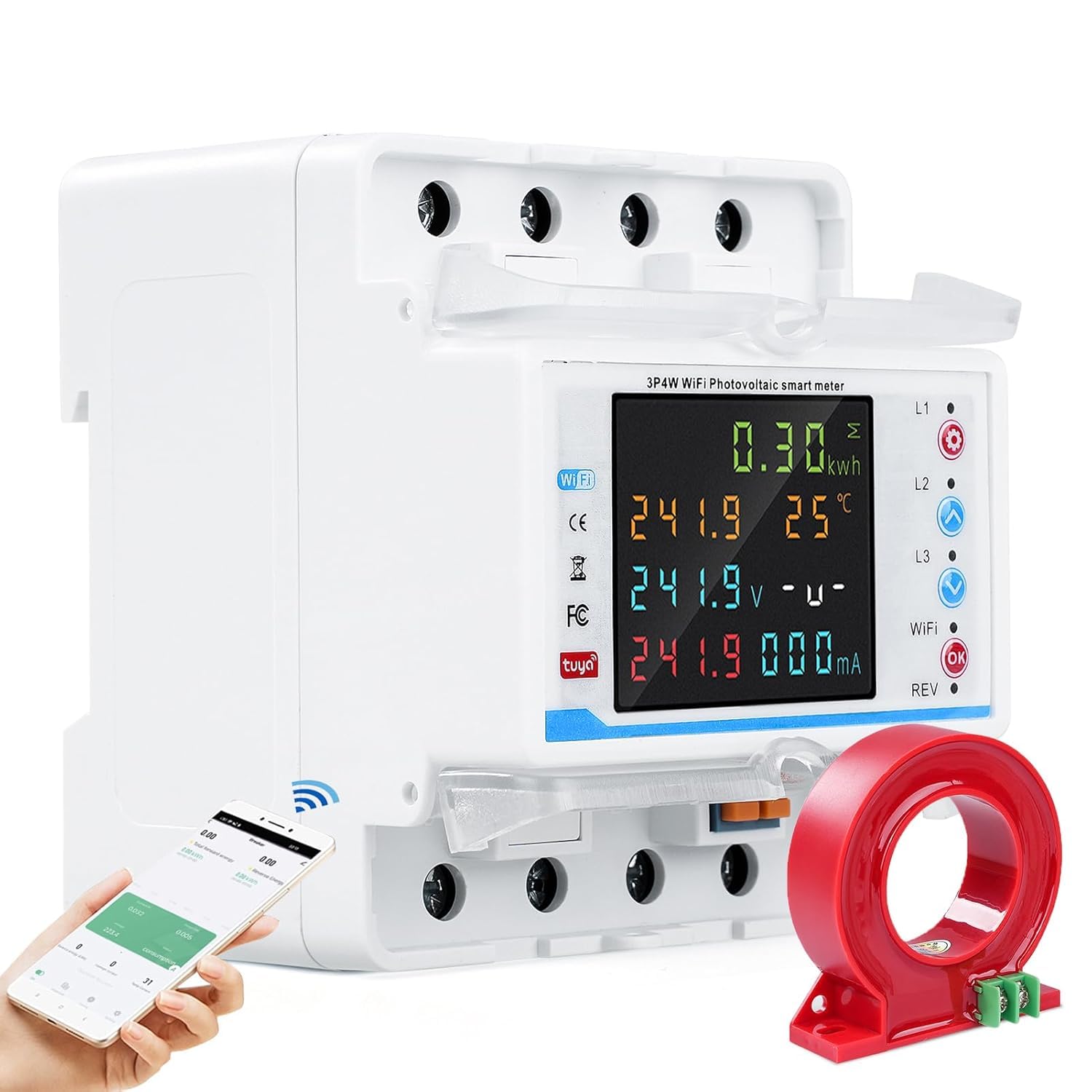MAXWELL 3 Phase WiFi Smart Energy Meter with Over Under Voltage Protection | 100A 380V Bi-Directional Power Monitoring Meter | Current Leakage Protection (3-Phase Energy Meter) |-image-47