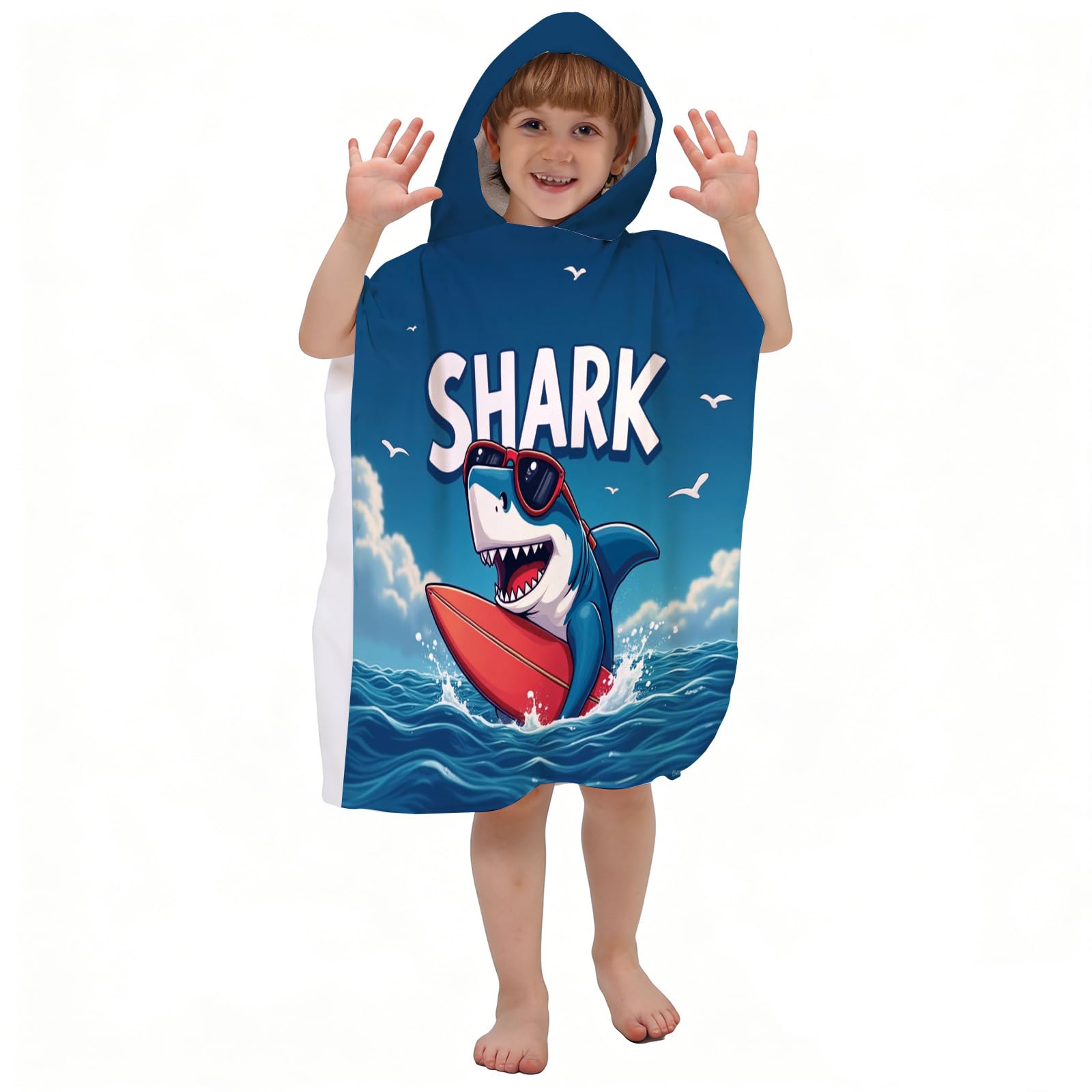 Corbourt Kids Hooded Beach Towel for Boys Girls,Bath Pool Beach Poncho Towels Super Soft & Absorbent Cotton Towel Childrens Sharks Beach Towels (Crocodiles)