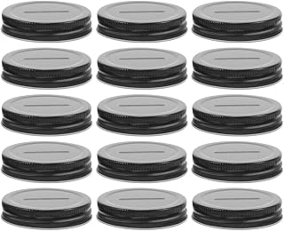 15pcs Mason Jar Money Bank Lid with Coin Slot, Black Tinplate