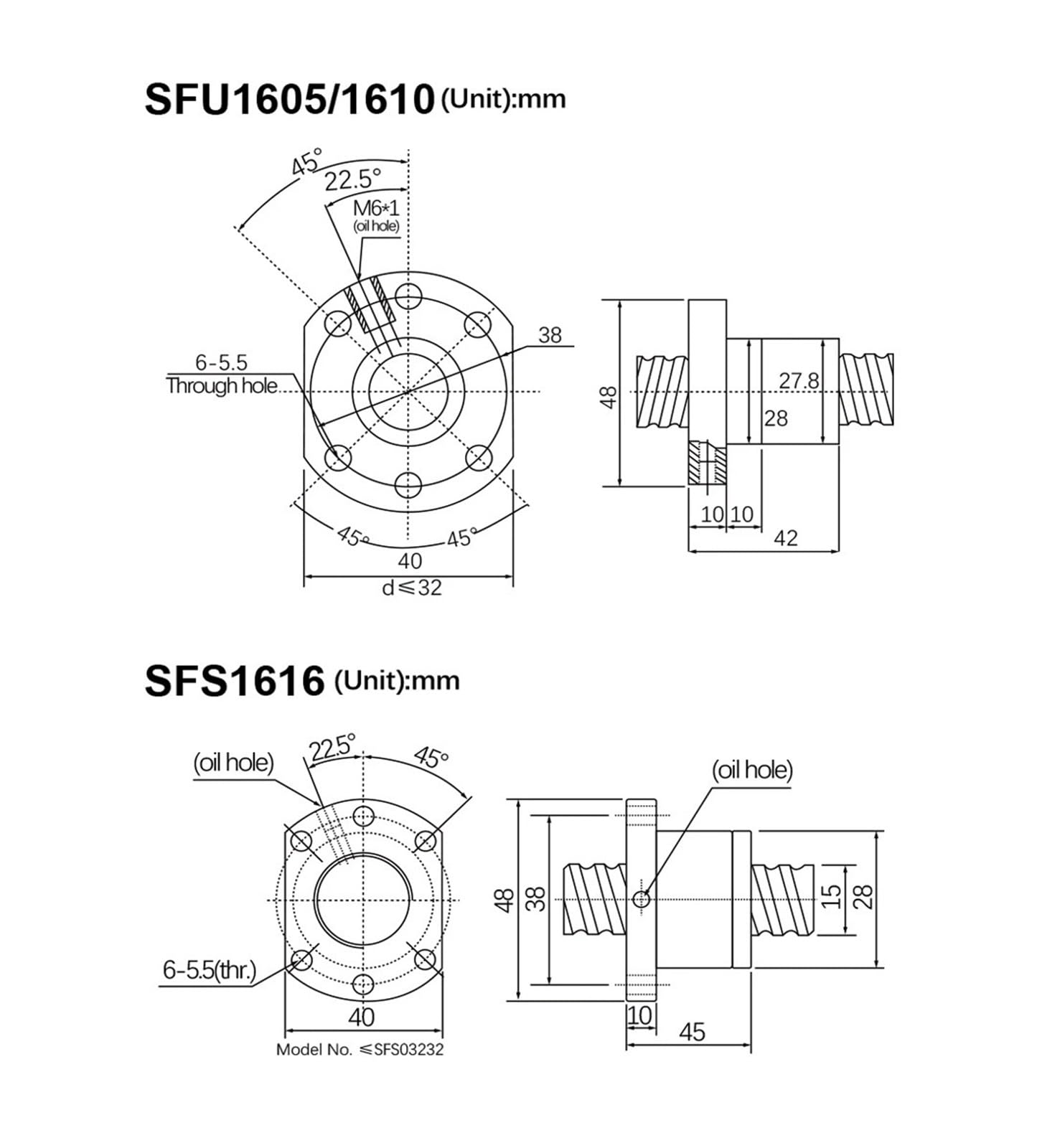 SFU1604 SFU-Kugelmutter 4 mm Steigung, 16 mm Durchmesser Kugelmutter SFU1604-3 SFU1604-4(1 PC SFU1604-4 nut)