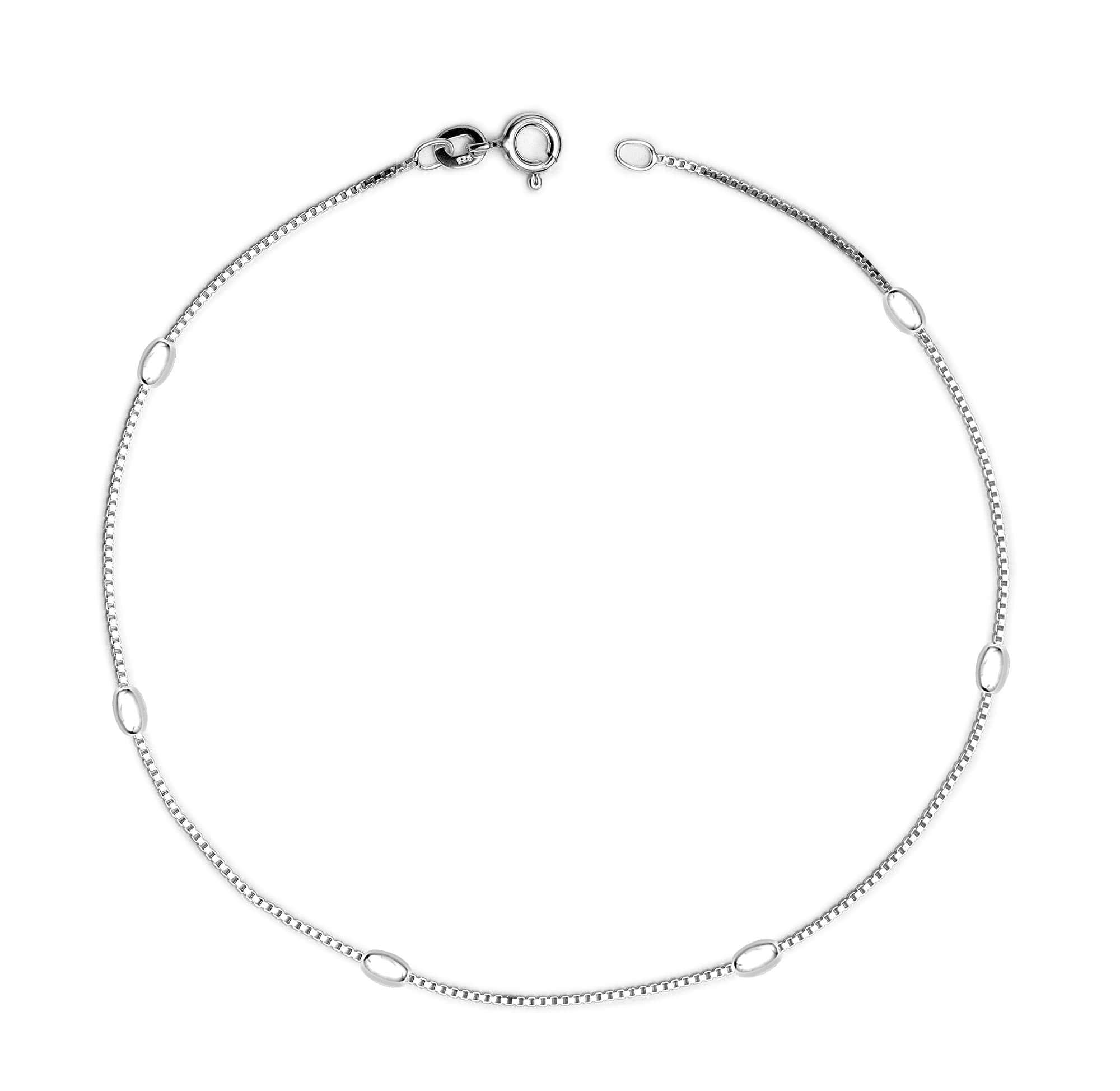 Tobilleras de plata de ley 925 cuentas para mujeres adolescentes cadena de eslabones 10" 8