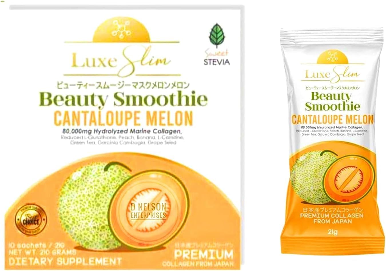 Luxe SlimBeauty Smoothie Cantaloupe Melon (21g x 10 Sachets) 1 Box