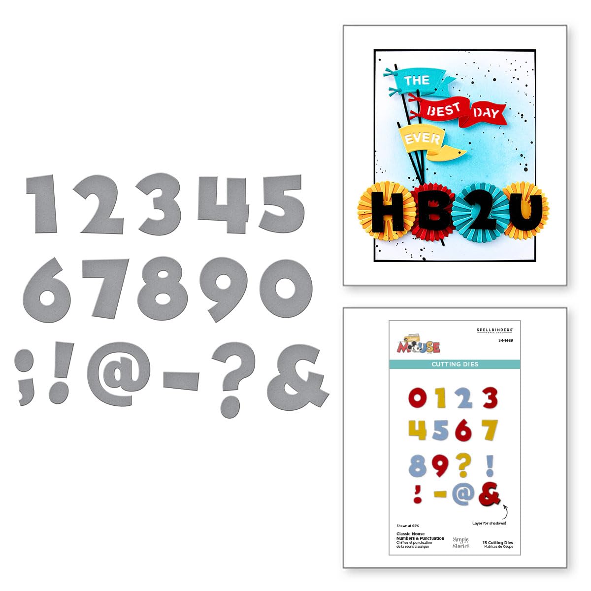 Spellbinders Classic Mouse Numbers & Punctuation Etched Dies from The Say Cheese Classic Mouse Collection