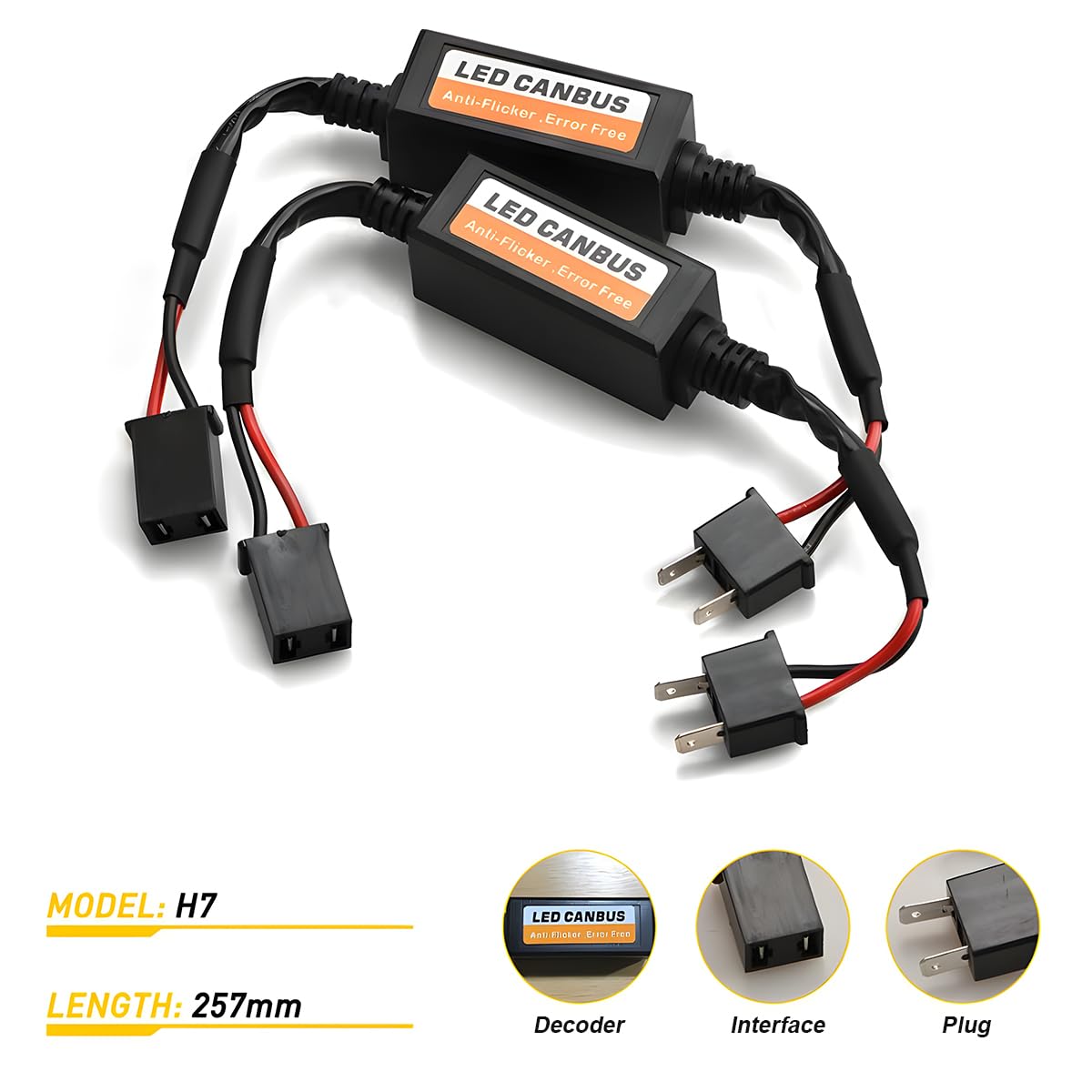 CGEAMDY 2 Pieces Decoder Anti Flicker Harness, LED Bulbs Error Free Anti Flickering Resistor Decoder - Image 2