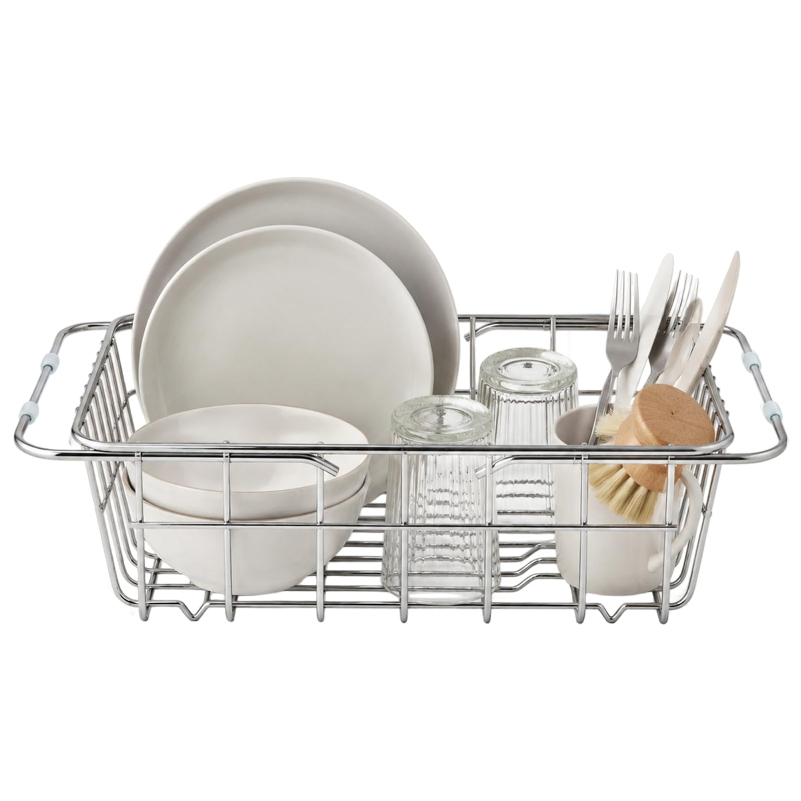 LLHONG Expandable Dish Drying Rack and Utensil Cutlery Holder, Drainer Rack